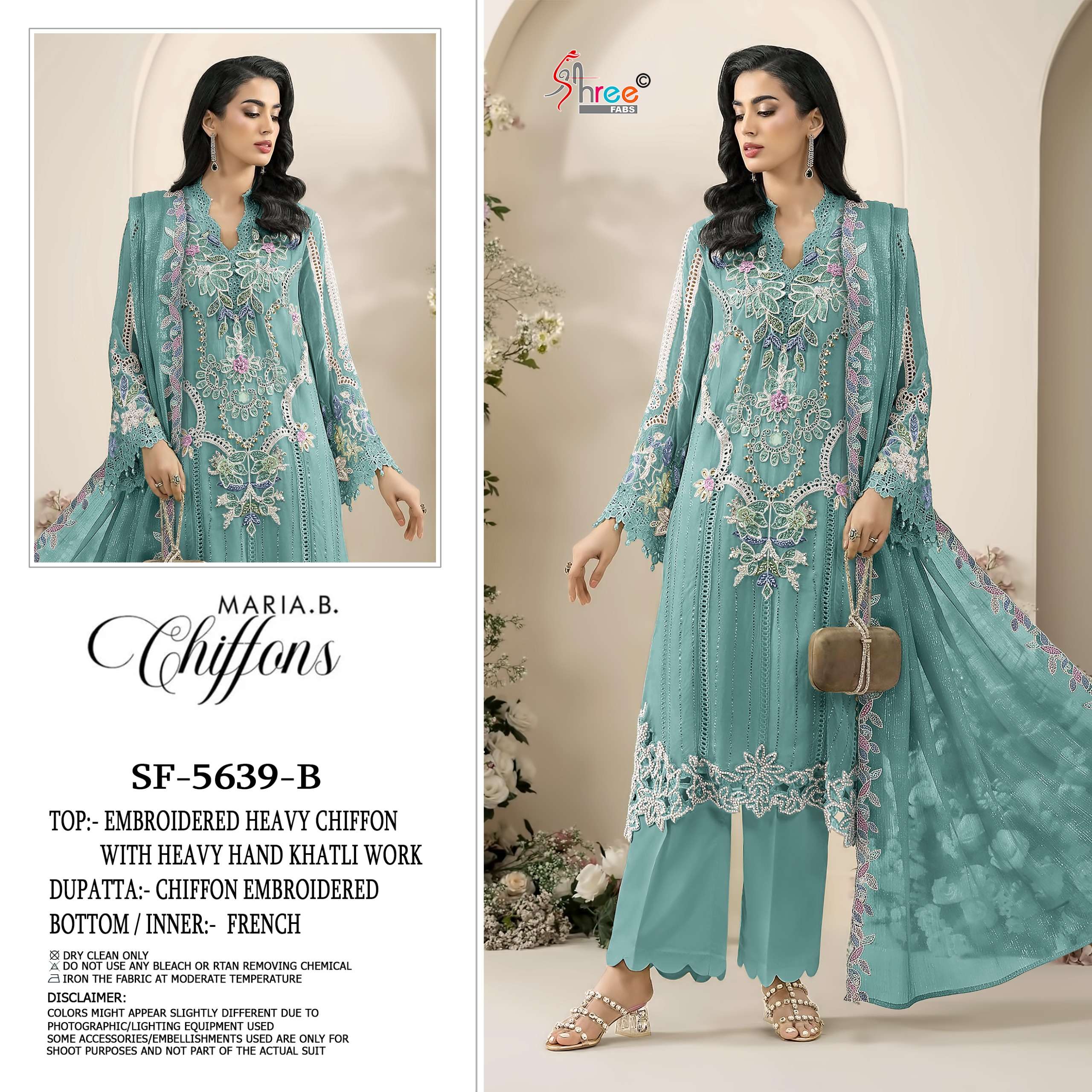 SHREE FABS SF 5639 COLOR CHIFFON HEAVY HAND KHATLI PAKISTANI SUIT WHOLESALER